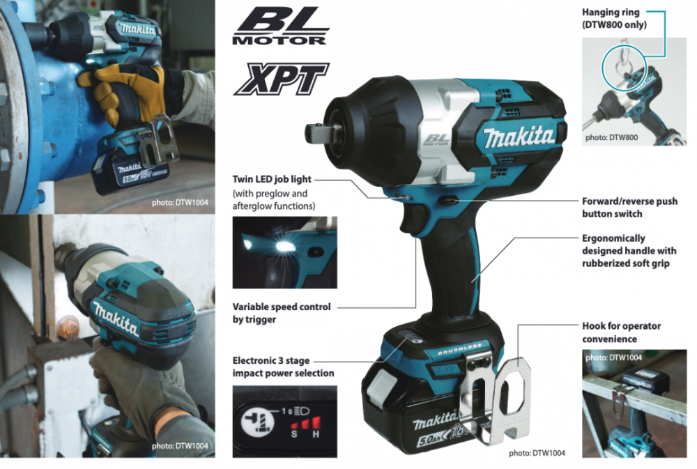 บล๊อกไร้สาย MAKITA DTW1004Z 18V ขนาด 1/2 นิ้ว (ตัวเปล่า)