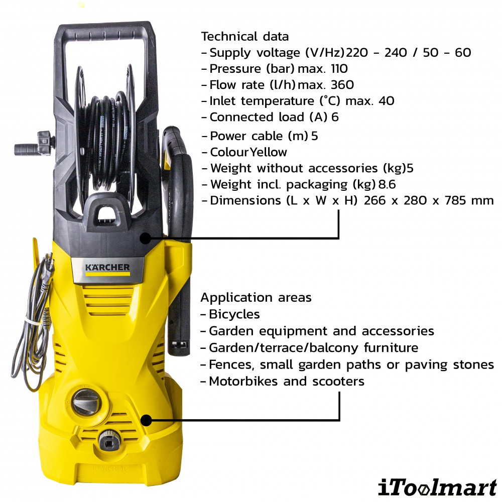 เครื่องฉีดน้ำแรงดันสูง Karcher K 2 HR แรงดันสูงสุด 110 บาร์ 1 599 241 0