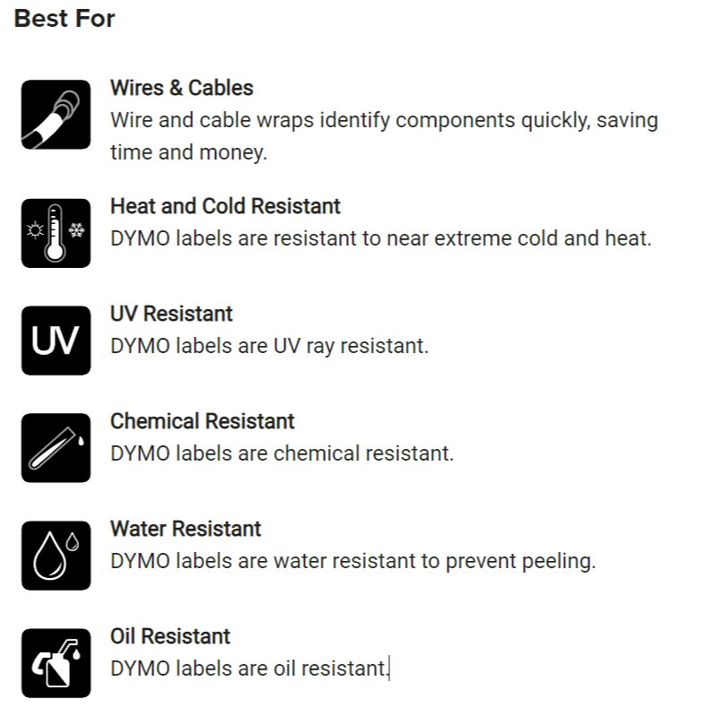 เทปปลอกสายไฟ Dymo Rhino Industrial Heat Shrink Labels ขนาด 12 มม  สีขาว