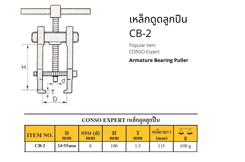 เหล็กดูดลูกปืน CONSO CB 2 ขนาด 24 55 mm ความยาวเกลียว 115 mm