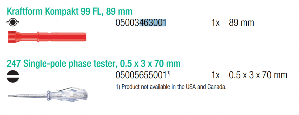 ชุดไขควง Wera Kraftform Kompakt VDE 18 Universal 1 05006613001 ชุด 18 ชิ้น