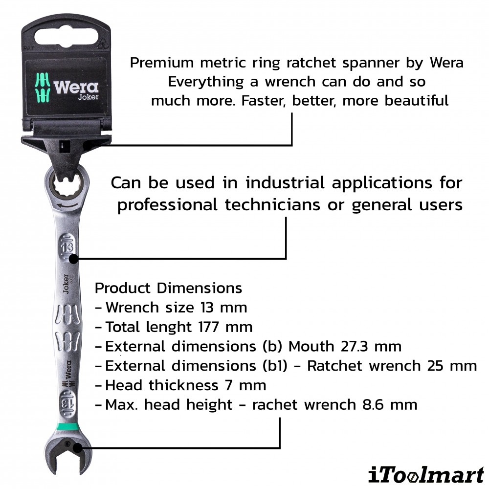 ประแจแหวนข้างฟรี Wera Joker 6000 05073273001 เบอร์ 13