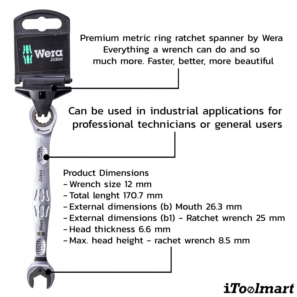 ประแจแหวนข้างฟรี Wera Joker 6000 05073272001 เบอร์ 12
