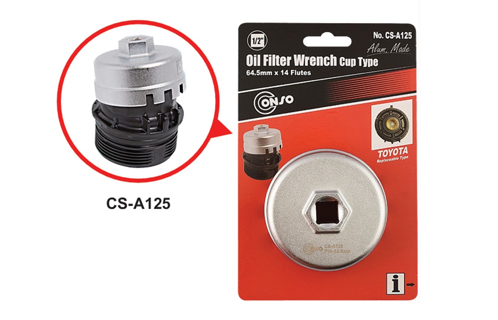 ประแจถอดไส้หม้อกรอง CONSO CS A125 แบบถ้วย  อลูมิเนียม  ขนาด 64 5 mm x 14