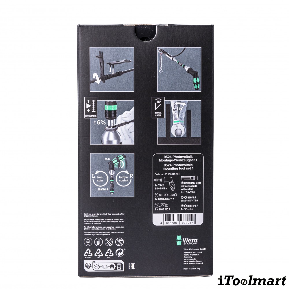 ชุดไขควง Wera 9524 Photovoltaic Mounting Tool Set 1  05136043001 ชุด 7 ชิ้น