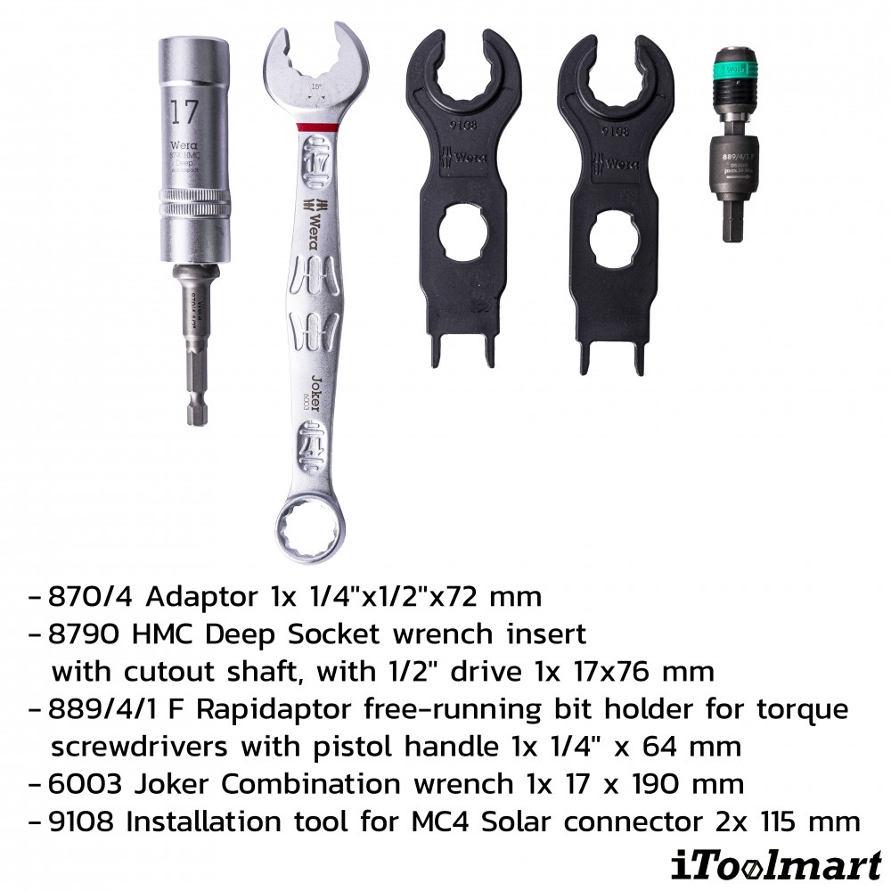 ชุดไขควง Wera 9524 Photovoltaic Mounting Tool Set 1  05136043001 ชุด 7 ชิ้น