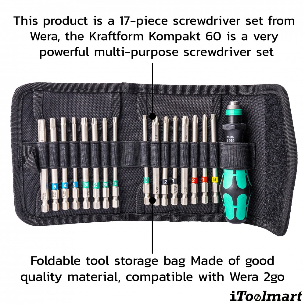 ชุดไขควง Wera Kraftform Kompakt 60 05059303001 ชุด 17 ชิ้น