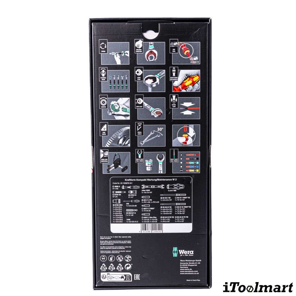 ชุดไขควง Wera Kraftform Kompakt W 2 Maintenance 05135870001 ชุด 35 ชิ้น