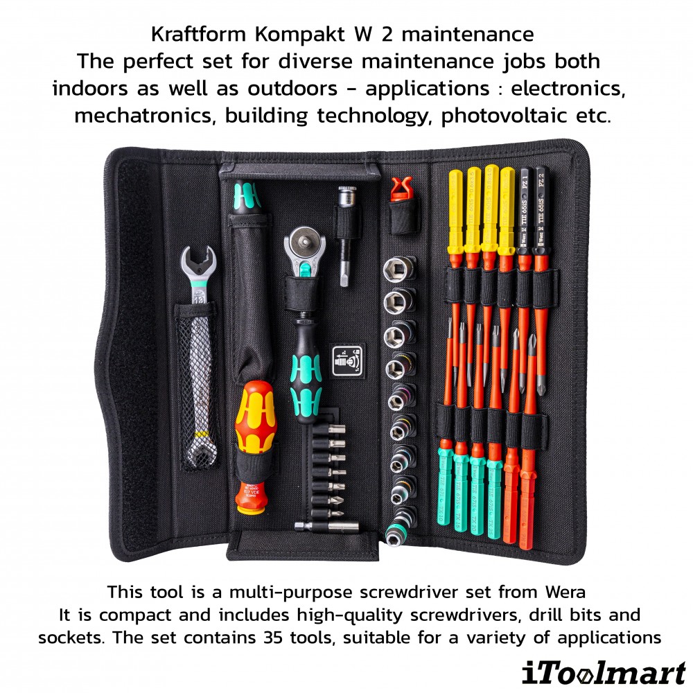 ชุดไขควง Wera Kraftform Kompakt W 2 Maintenance 05135870001 ชุด 35 ชิ้น