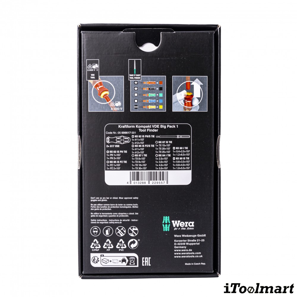 ชุดไขควง VDE Wera Kraftform Kompakt VDE Big Pack 1  05006617001 ชุด 26 ชิ้น