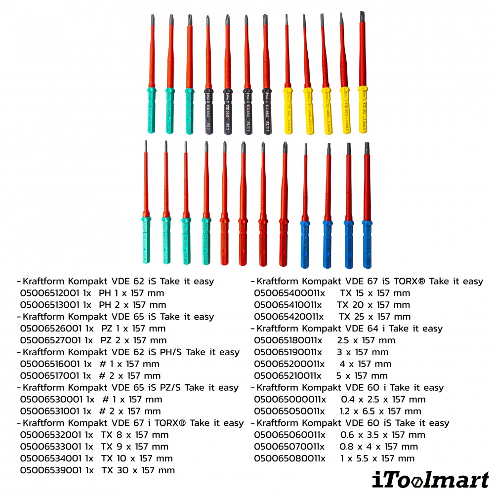 ชุดไขควง VDE Wera Kraftform Kompakt VDE Big Pack 1  05006617001 ชุด 26 ชิ้น