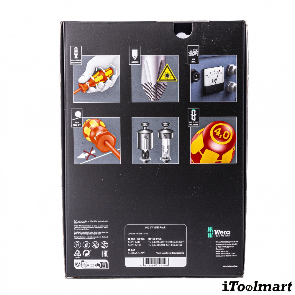 ชุดไขควง Wera 160 i 7 Kraftform Plus Series 100 VDE 05006147001 ชุด 7 ชิ้น