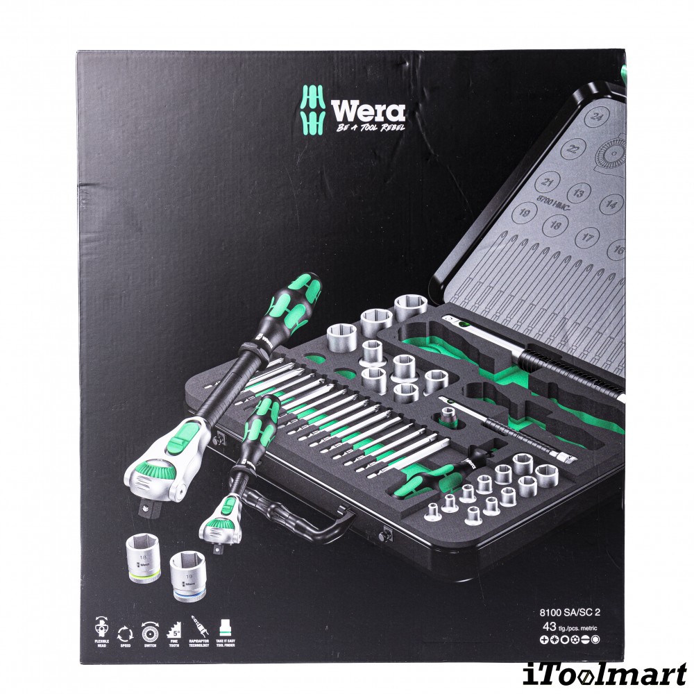 ชุดประแจ Wera Zyklop Speed 8100 SA SC 2 1 4 และ 1 2 5160785001 ชุด 43 ชิ้น