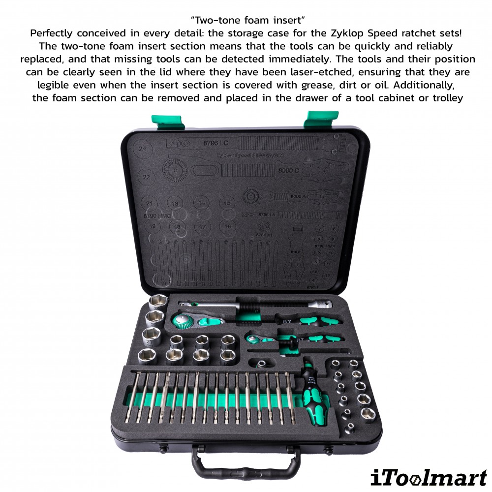 ชุดประแจ Wera Zyklop Speed 8100 SA SC 2 1 4 และ 1 2 5160785001 ชุด 43 ชิ้น