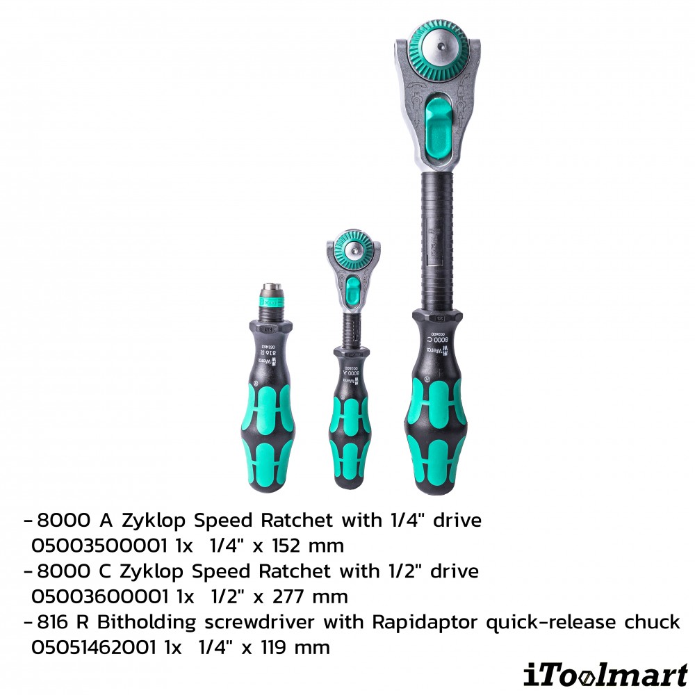 ชุดประแจ Wera Zyklop Speed 8100 SA SC 2 1 4 และ 1 2 5160785001 ชุด 43 ชิ้น