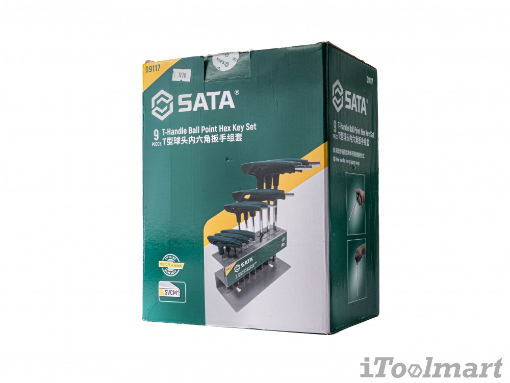 ชุดประแจหกเหลี่ยมหัวบอล ด้ามตัว T SATA 09117 ขนาด 2 10 mm   9 ชิ้น    