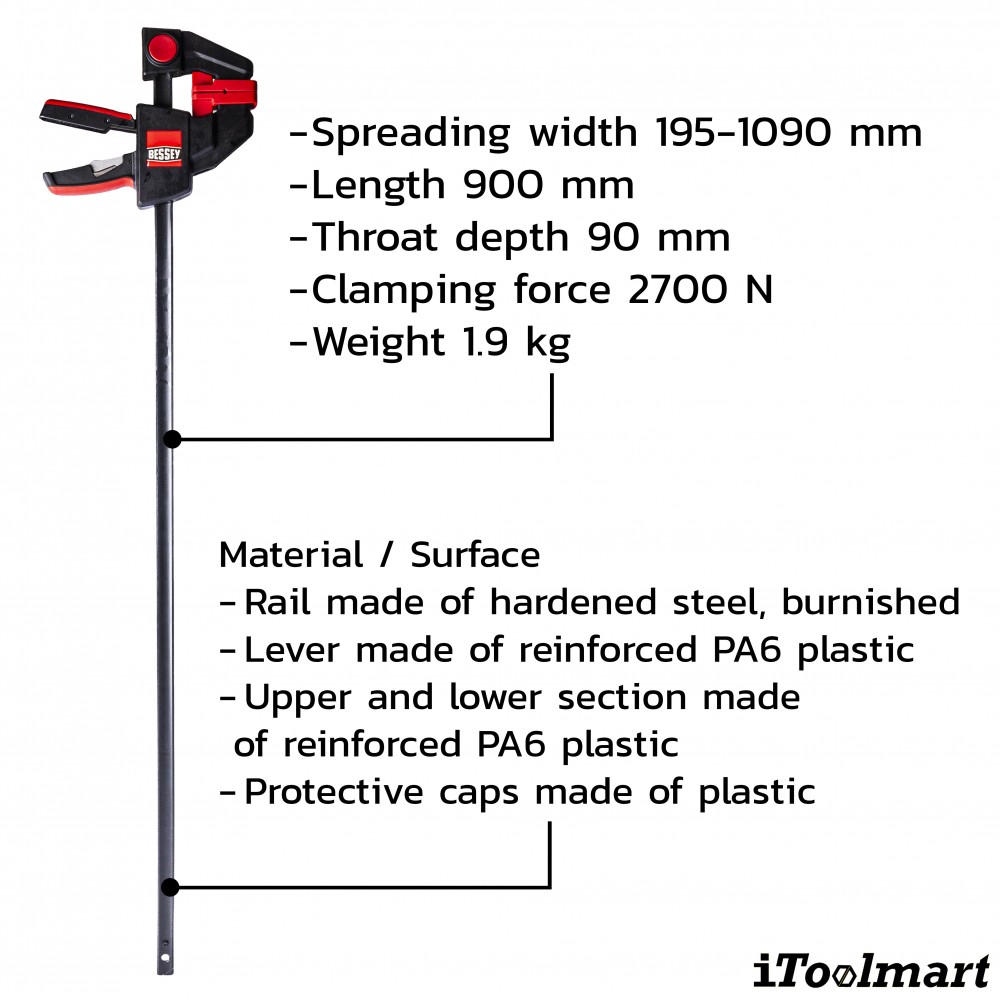 แคลมป์จับชิ้นงาน BESSEY ONE HANDED CLAMP Heavey Duty 900 mm  EZXL90 9