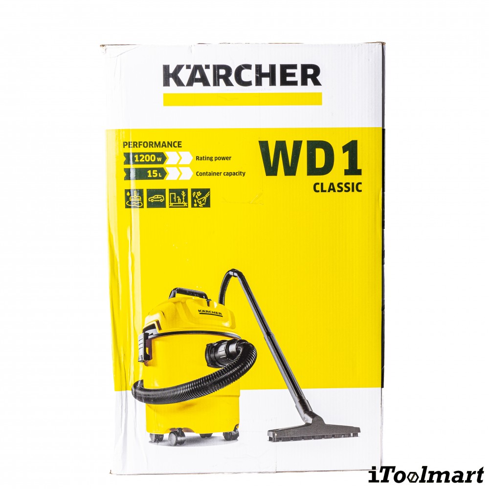 เครื่องดูดฝุ่นเปียก แห้ง Karcher WD 1 Classic กำลังไฟ 1 200 วัตต์ 1 098 322 0