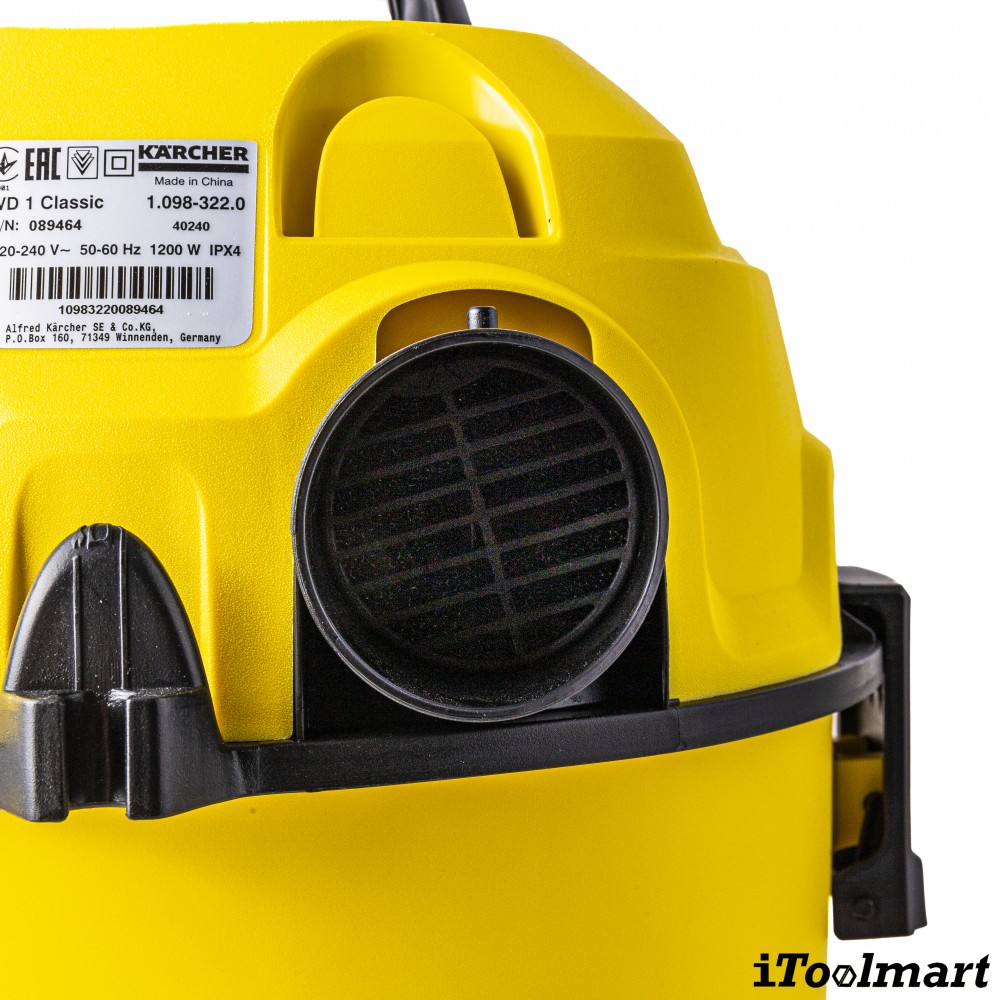 เครื่องดูดฝุ่นเปียก แห้ง Karcher WD 1 Classic กำลังไฟ 1 200 วัตต์ 1 098 322 0
