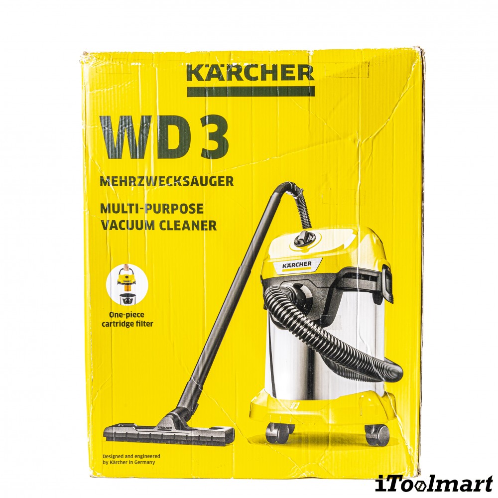 เครื่องดูดฝุ่น น้ำ แห้ง Karcher WD 3 S V 17 4 20 ถังสแตนเลส ขนาด 17 ลิตร ระบบล็อค Pull   Push 1 628 135 0