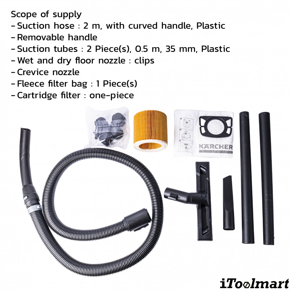 เครื่องดูดฝุ่น น้ำ แห้ง Karcher WD 3 S V 17 4 20 ถังสแตนเลส ขนาด 17 ลิตร ระบบล็อค Pull   Push 1 628 135 0