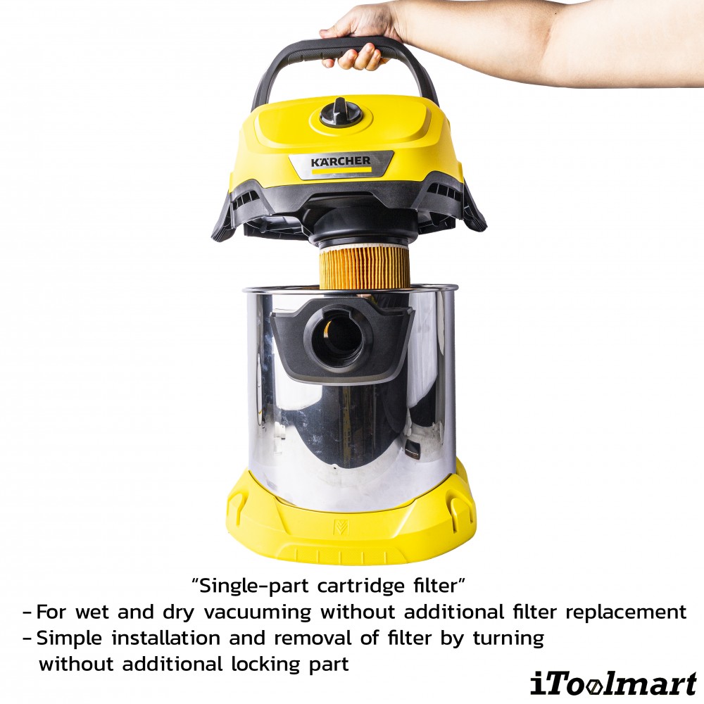 เครื่องดูดฝุ่น น้ำ แห้ง Karcher WD 3 S V 17 4 20 ถังสแตนเลส ขนาด 17 ลิตร ระบบล็อค Pull   Push 1 628 135 0