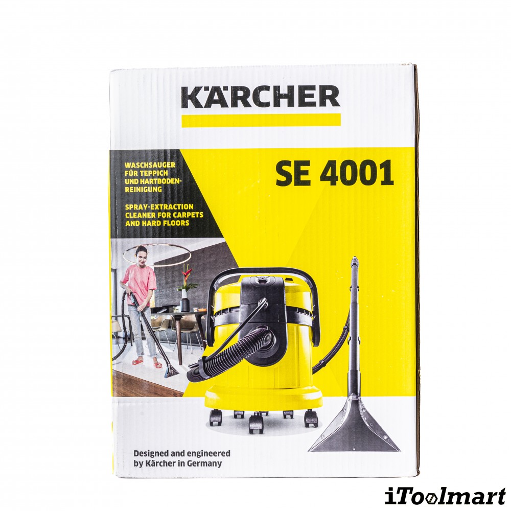 เครื่องซักพรมแบบสเปรย์แล้วดูดกลับ Karcher SE 4001 แรงดันไฟฟ้า 220 240 โวลต์ ความจุถัง 4 ลิตร 1 081 130 0