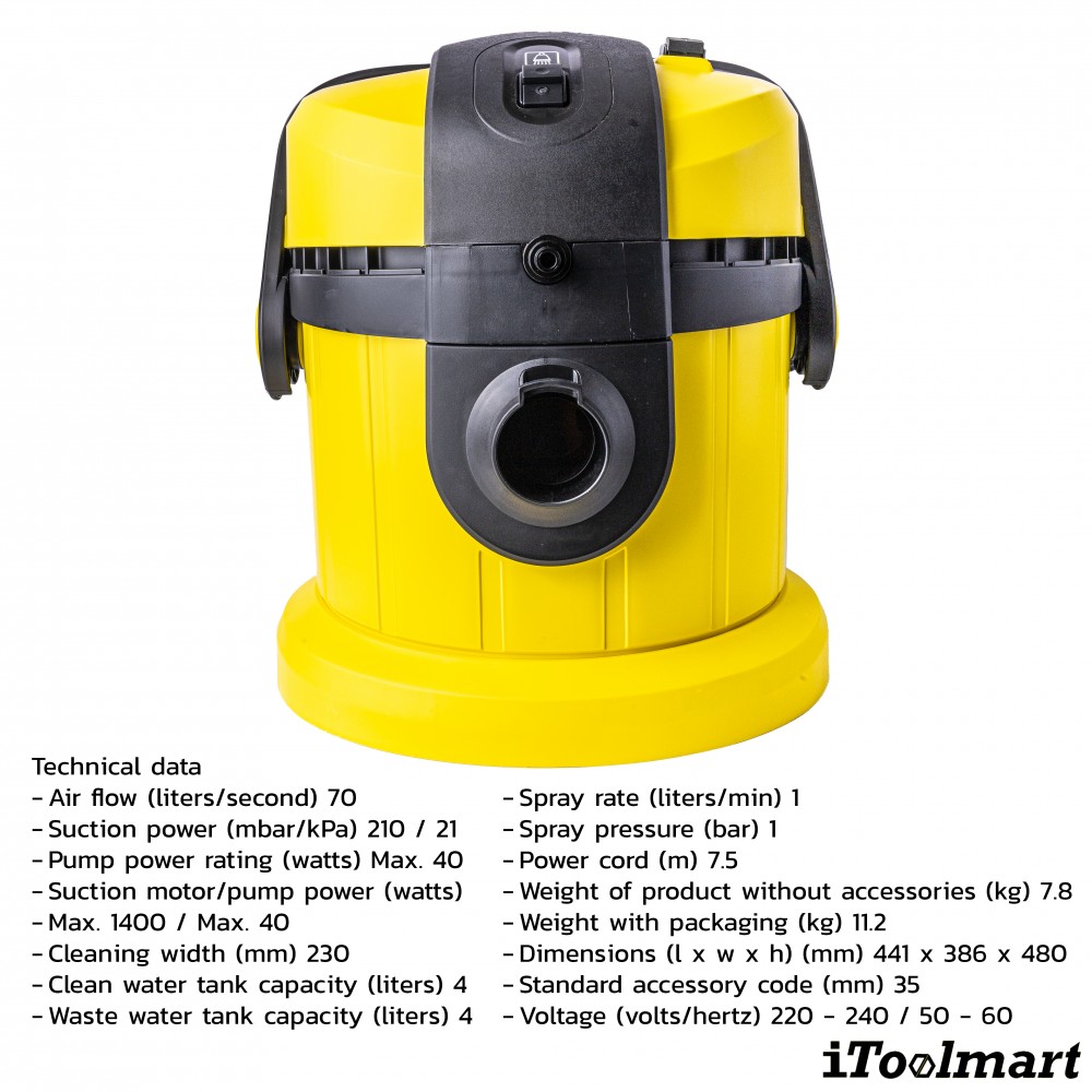 เครื่องซักพรมแบบสเปรย์แล้วดูดกลับ Karcher SE 4001 แรงดันไฟฟ้า 220 240 โวลต์ ความจุถัง 4 ลิตร 1 081 130 0