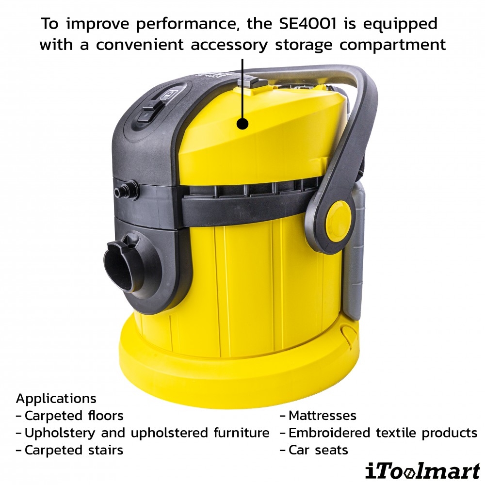 เครื่องซักพรมแบบสเปรย์แล้วดูดกลับ Karcher SE 4001 แรงดันไฟฟ้า 220 240 โวลต์ ความจุถัง 4 ลิตร 1 081 130 0