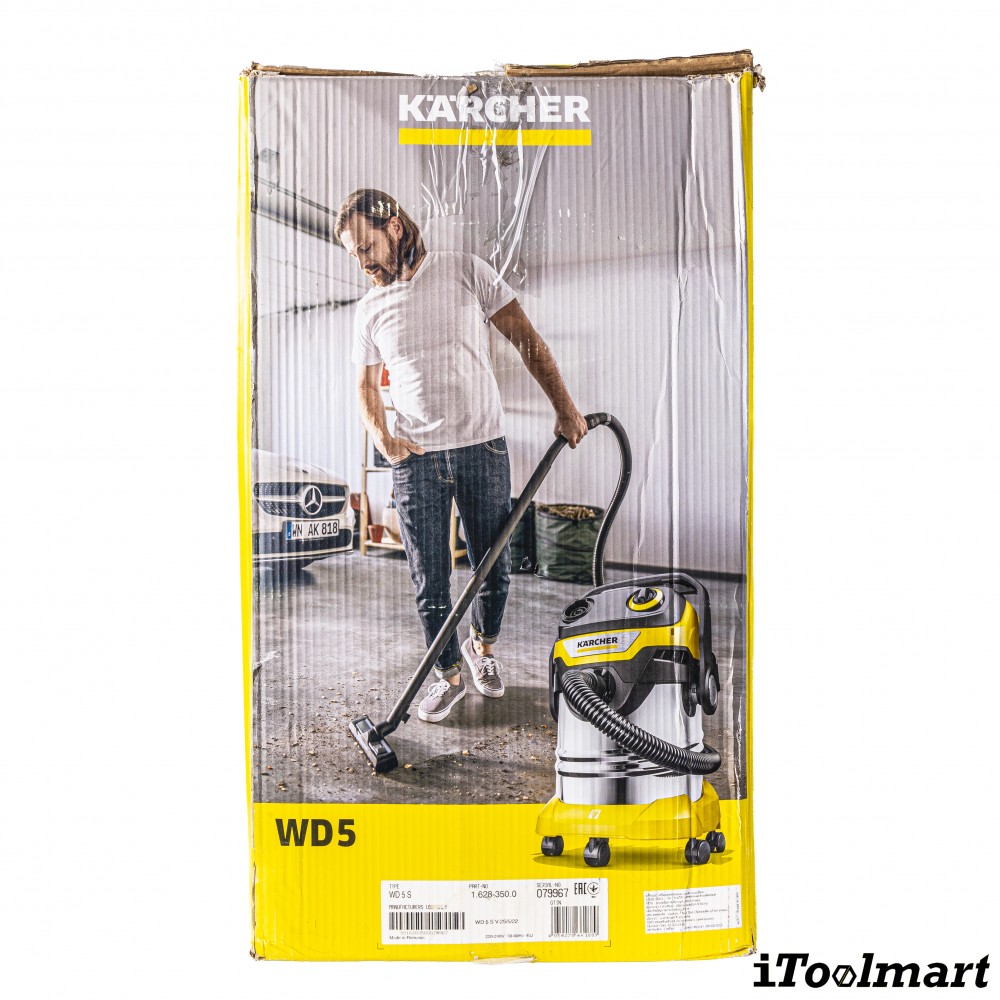 เครื่องดูดฝุ่นแบบเปียกและแบบแห้ง Karcher WD 5 S V 25 5 22 กำลังมอเตอร์ 1100 วัตต์ ถังความจุ 25 ลิตร 1 628 350 0