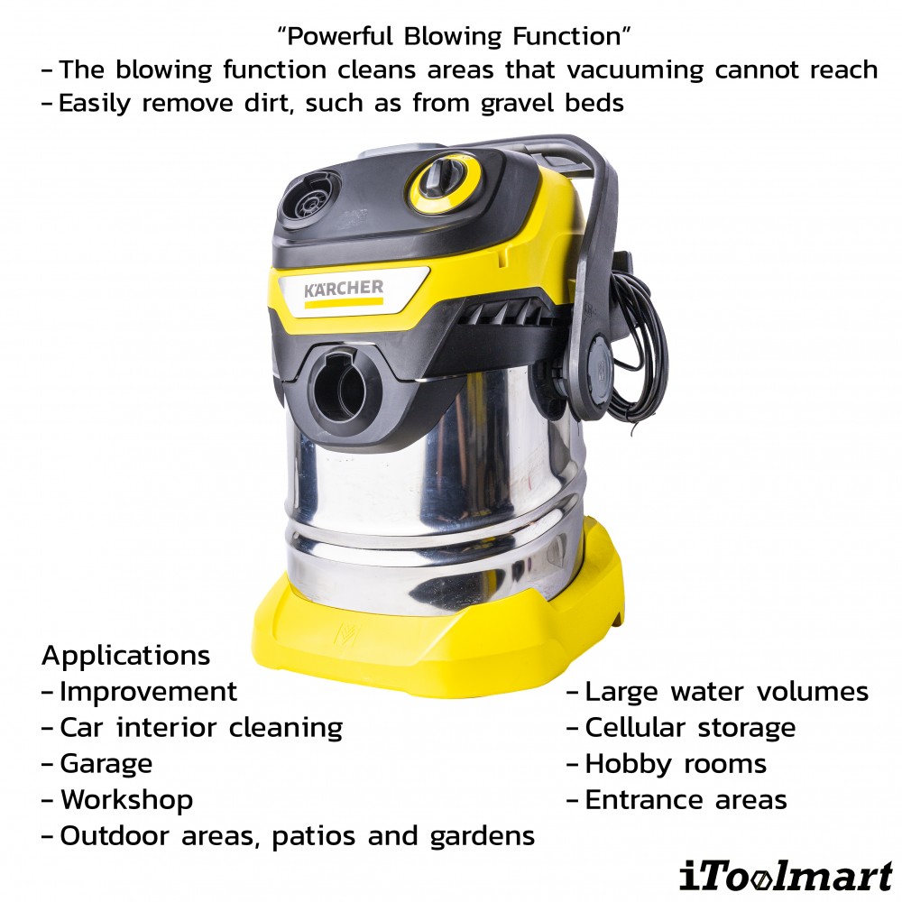 เครื่องดูดฝุ่นแบบเปียกและแบบแห้ง Karcher WD 5 S V 25 5 22 กำลังมอเตอร์ 1100 วัตต์ ถังความจุ 25 ลิตร 1 628 350 0