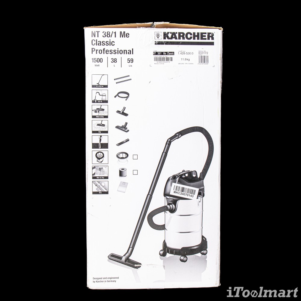 เครื่องดูดฝุ่น Karcher NT 38 1 Me Classic ดูดฝุ่นน้ำ แห้ง ถังสแตนเลส 1 428 530 0