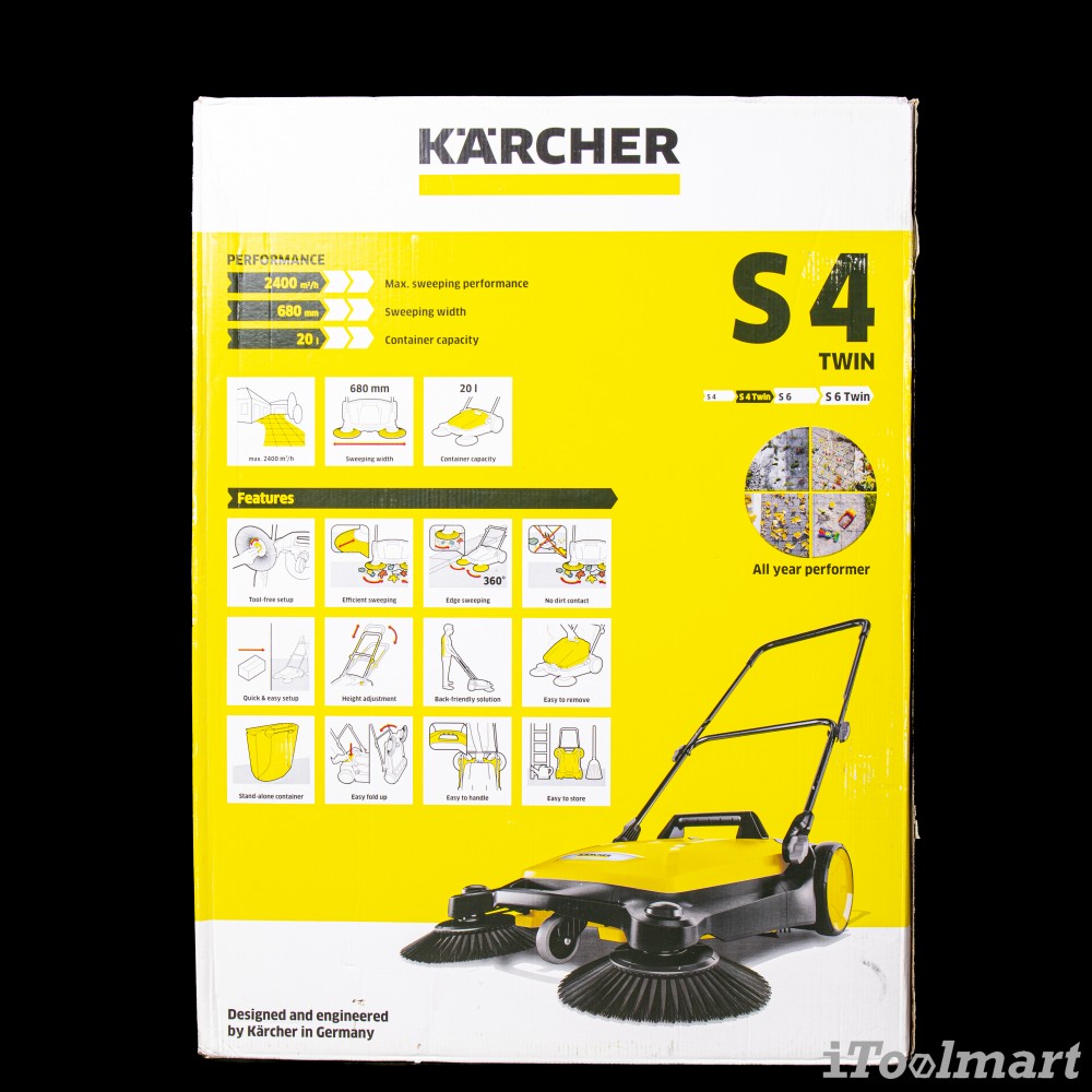 เครื่องกวาดพื้น Karcher S 4 TWIN เครื่องกวาดพื้นแบบเดินตาม 1 766 360 0