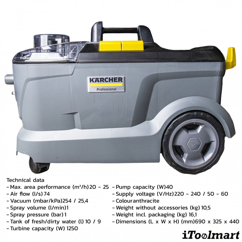 เครื่องซักพรมแบบสเปรย์แล้วดูดกลับ Puzzi 10 1 Karcher 1 100 130 0 เครื่องซักพรมแบบสเปรย์แล้วดูดกลับ Puzzi 10 1 Karcher 1 100 130 0