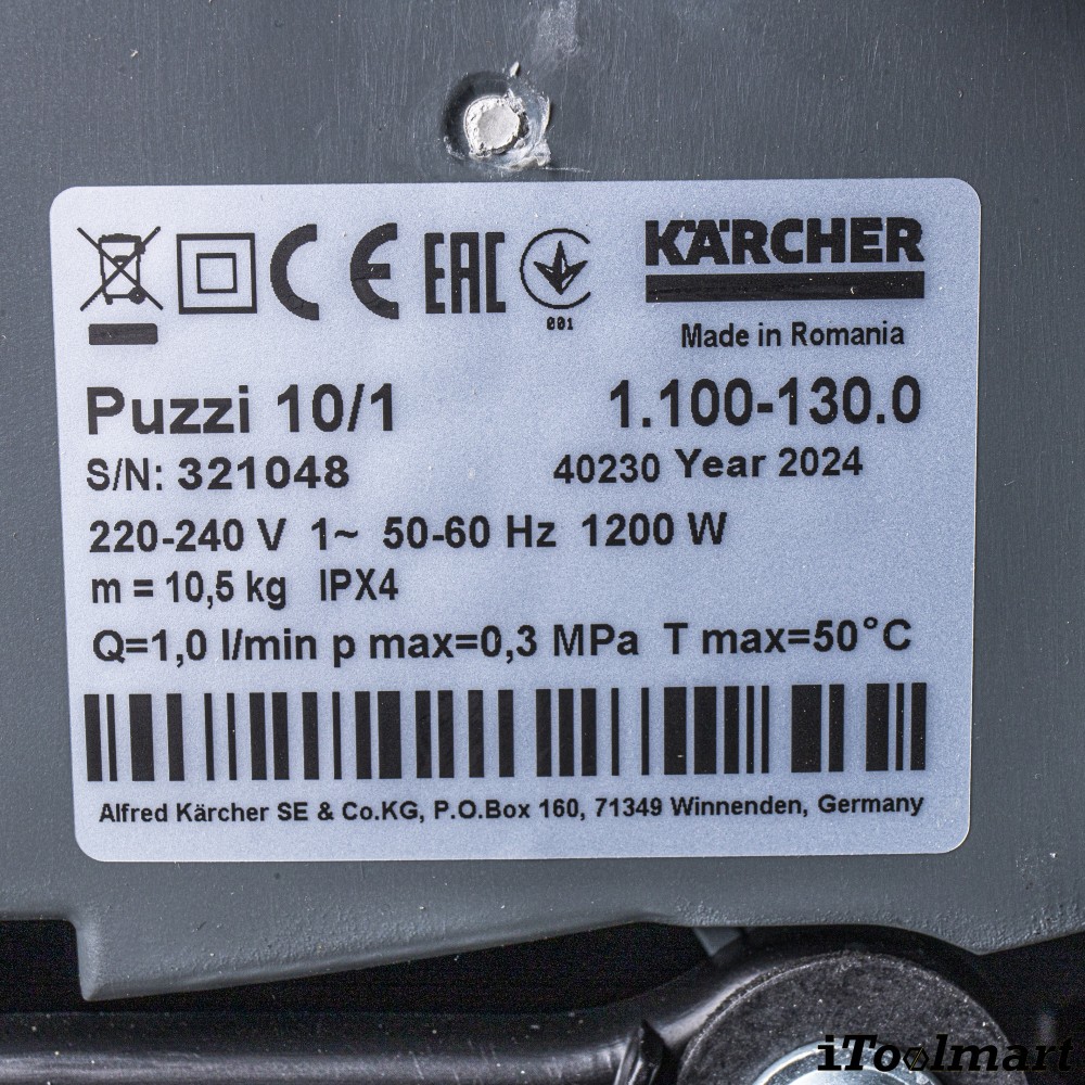 เครื่องซักพรมแบบสเปรย์แล้วดูดกลับ Puzzi 10 1 Karcher 1 100 130 0 เครื่องซักพรมแบบสเปรย์แล้วดูดกลับ Puzzi 10 1 Karcher 1 100 130 0