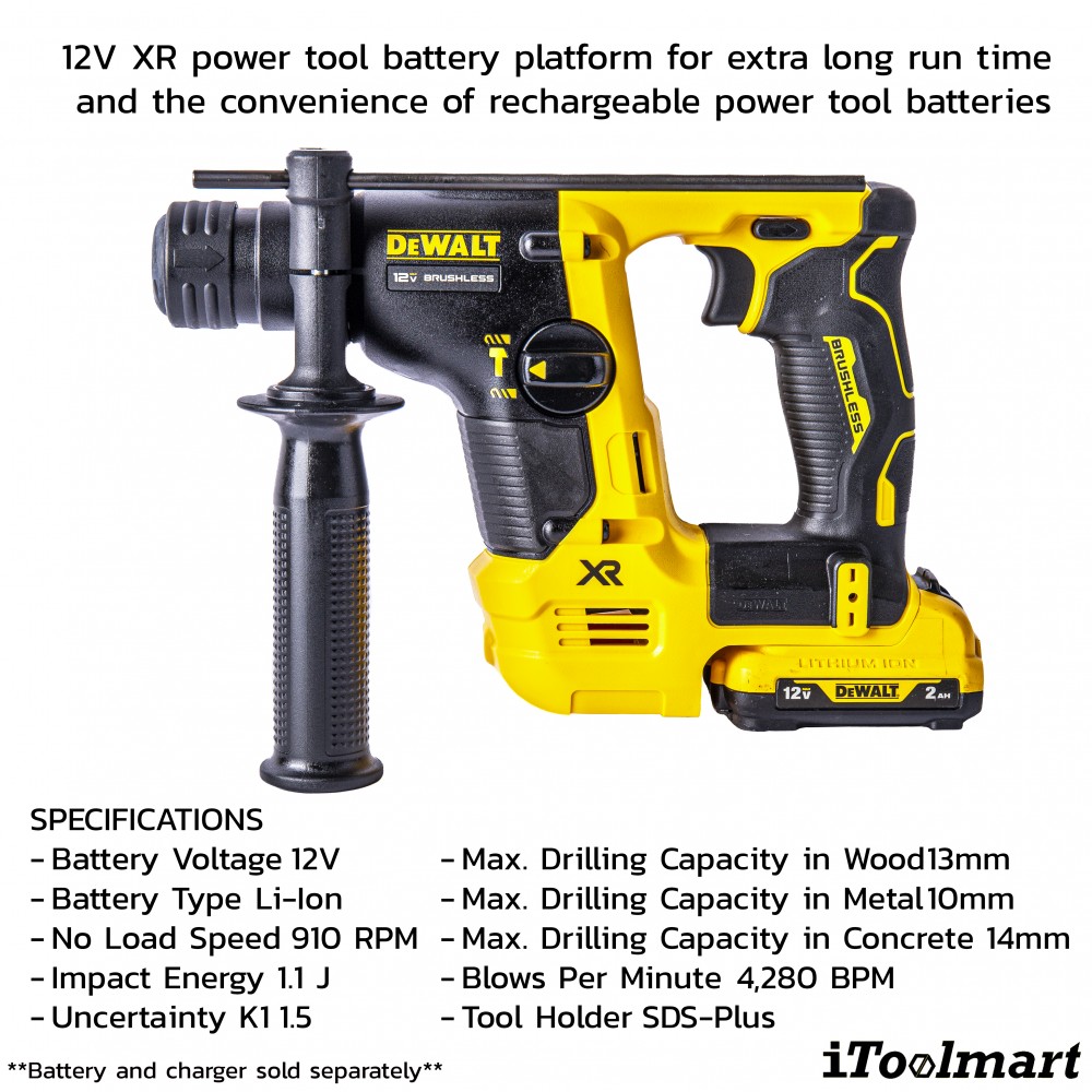 สว่านโรตารี่ไร้สาย DEWALT DCH072N KR 12V  ขนาด 14 มม   ตัวเปล่า 