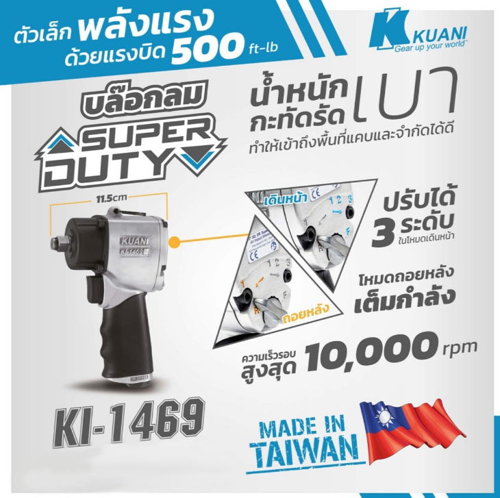 บล็อกลม kuani ki 1469 ขนาด 1 2 นิ้ว ตัวสั้น