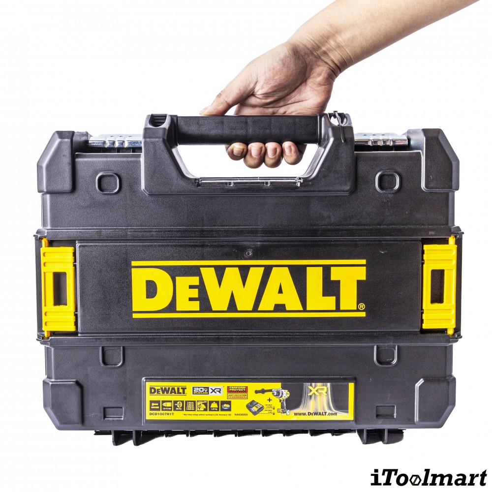 ชุดสว่านกระแทกไร้สาย DeWALT DCD1007H1T B1 มาพร้อมแบตเตอรี่   แท่นชาร์จ มอเตอร์ไร้แปรงถ่าน 20V Max