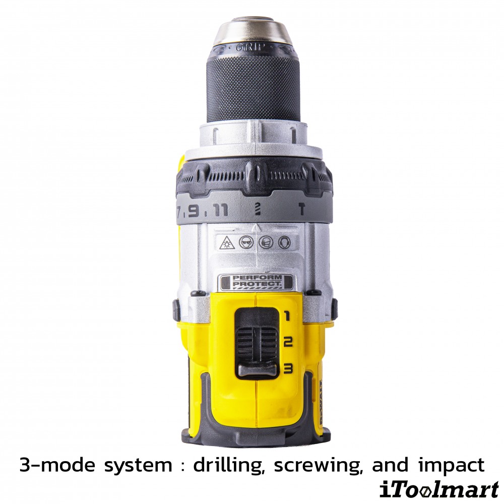 ชุดสว่านกระแทกไร้สาย DeWALT DCD1007H1T B1 มาพร้อมแบตเตอรี่   แท่นชาร์จ มอเตอร์ไร้แปรงถ่าน 20V Max