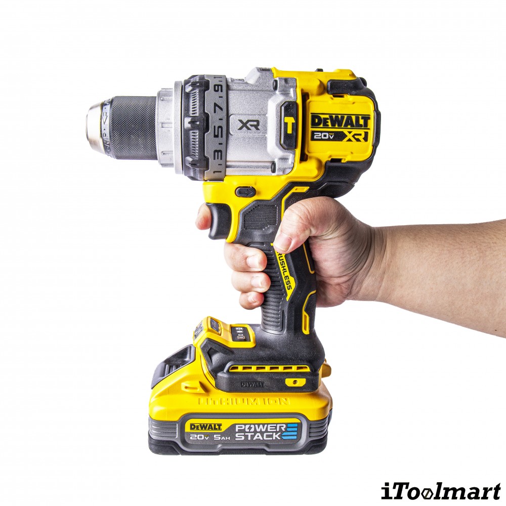 ชุดสว่านกระแทกไร้สาย DeWALT DCD1007H1T B1 มาพร้อมแบตเตอรี่   แท่นชาร์จ มอเตอร์ไร้แปรงถ่าน 20V Max