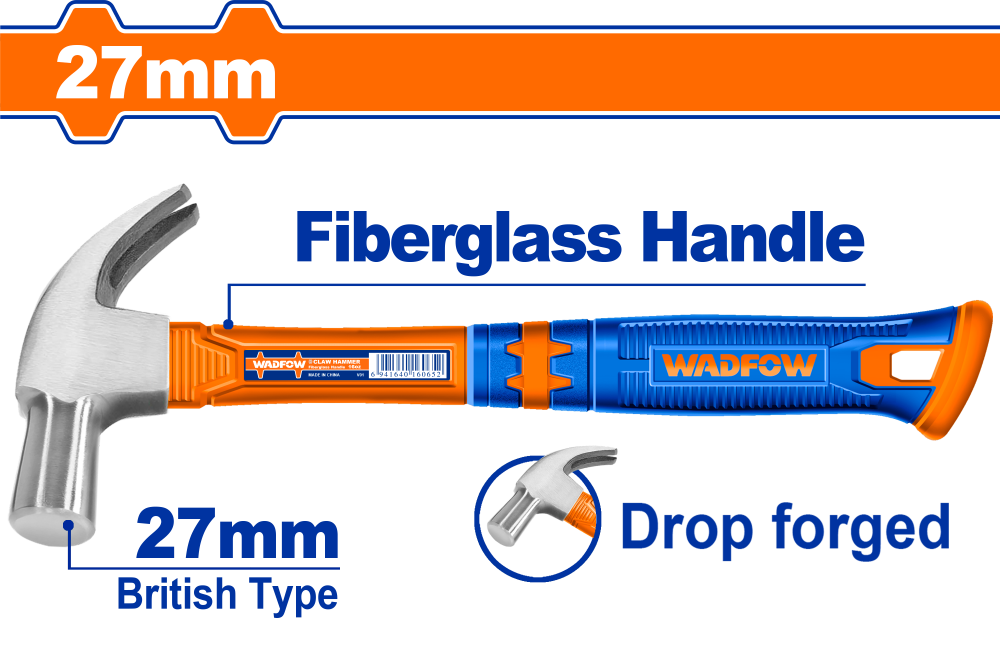ค้อนหงอน ด้ามไฟเบอร์ WADFOW WHM3327 น้ำหนัก 450 กรัม