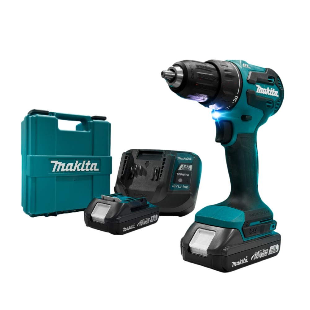 สว่านกระแทกไร้สาย MAKITA DHP490WVE ขนาด 1 2 นิ้ว 18V  พร้อมแท่นชาร์จและแบตเตอรี่