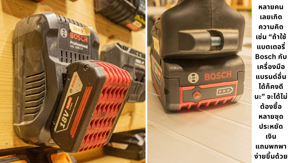 แบตเตอรี่ Bosch กับ AMPShare ใช้กับเครื่องมือแบรนด์อื่นได้แค่ไหน