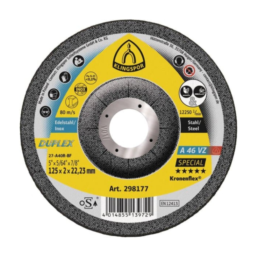 ใบตัด ใบเจียร 5 นิ้ว Klingspor A46VZ หนา 2 mm 