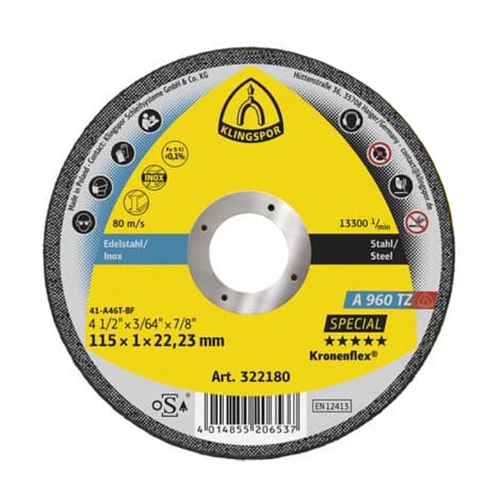 ใบตัดเหล็ก สแตนเลส 4 นิ้ว Klingspor A960TZ หนา 1 mm 