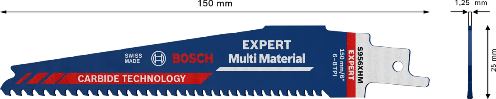 ใบเลื่อยชัก BOSCH RBE 1ER S 956 XHM ความยาว 150 มม 