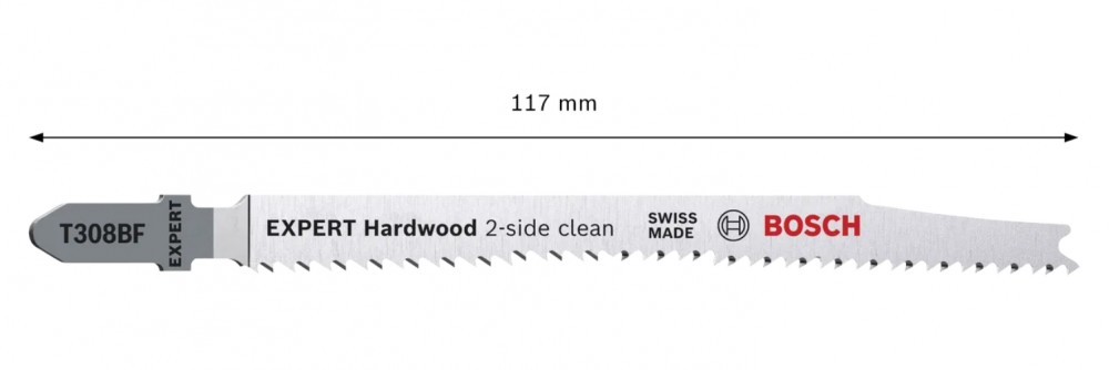 ชุดใบเลื่อยจิ๊กซอว์ BOSCH T308BF EXPERT Hardwood 2 side clean ความยาว 117 มม   5 ชิ้น 