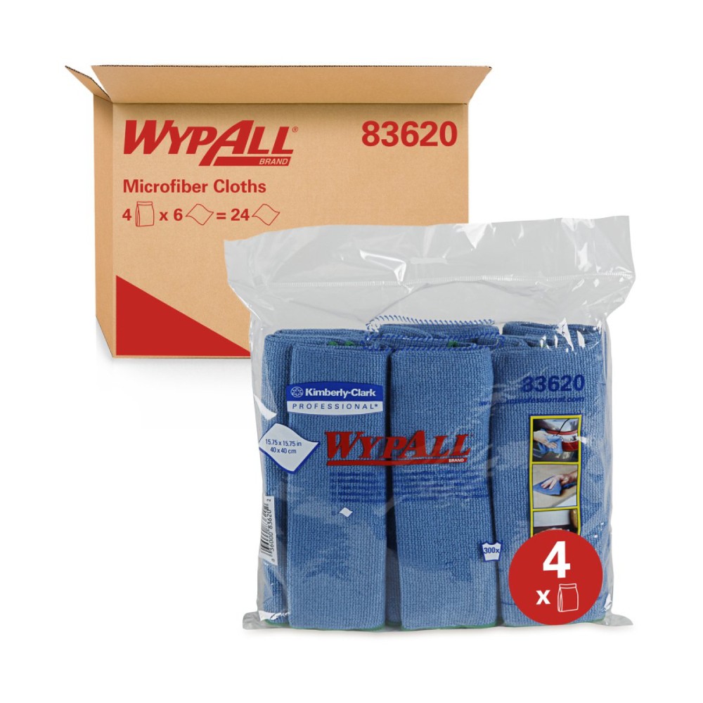 ผ้าเช็ดไมโครไฟเบอร์ Kimberly Clark 83620 สีน้ำเงิน ขนาด 40x40 cm   6 ผืน 