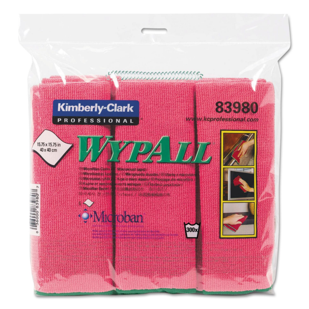 ผ้าเช็ดไมโครไฟเบอร์ Kimberly Clark 83980 สีแดง ขนาด 40x40 cm   6 ผืน 