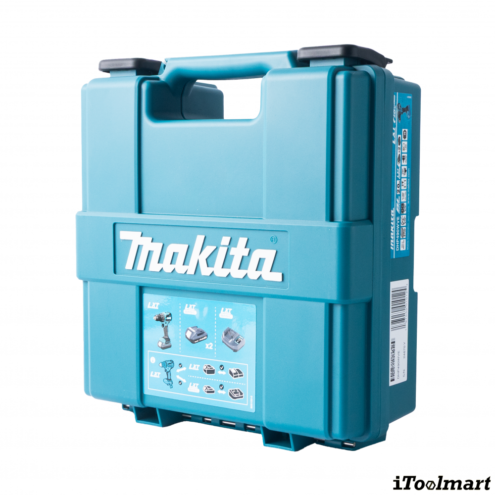 สว่านกระแทกไร้สาย MAKITA DHP490WVE ขนาด 1 2 นิ้ว 18V  พร้อมแท่นชาร์จและแบตเตอรี่ สว่านกระแทกไร้สาย MAKITA DHP490WVE ขนาด 1 2 นิ้ว 18V  พร้อมแท่นชาร์จและแบตเตอรี่